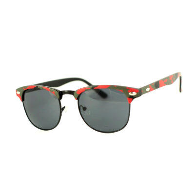 Clubmaster Mat Camo Rood, Zwarte Lenzen