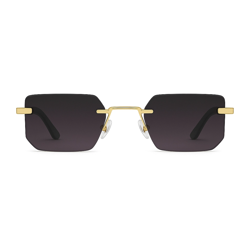 Pablo goud, Fade zwart grijs lens, Rimless, Randloos